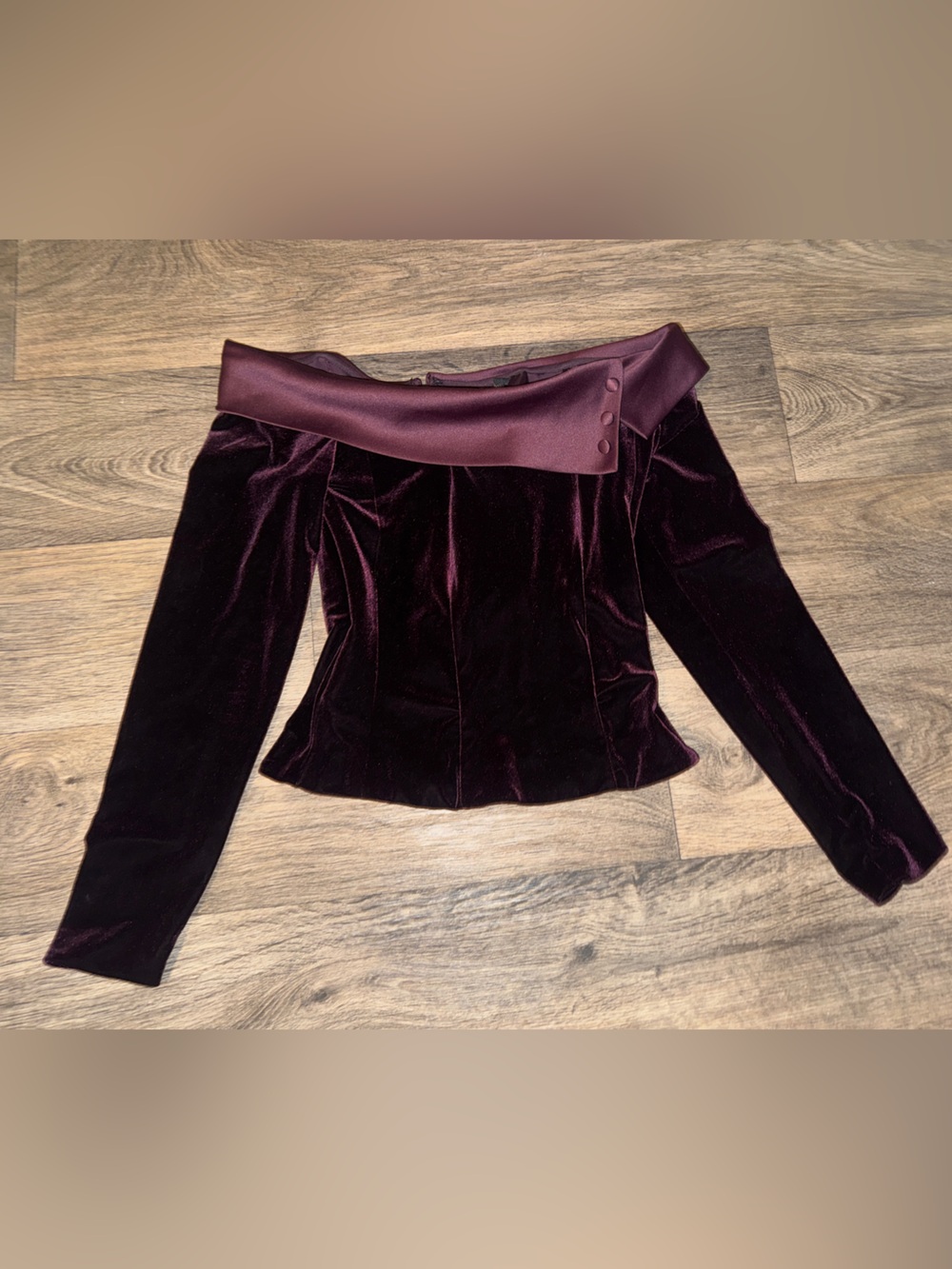Y2K Velvet Off-Shoulder Top Burgundy romantic Whimsigoth regency corset ribbed